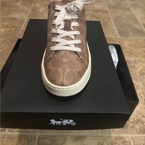 Coach Brown & Cream Signature Canvas Low-Top Sneaker